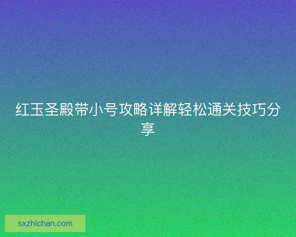 红玉圣殿带小号攻略详解轻松通关技巧分享